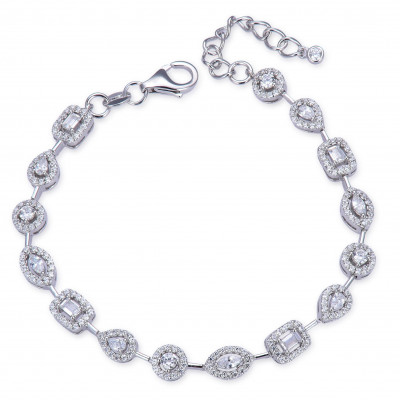 Gena.paris® 'Gabriella' Dames Zilver 925 925 Armband (sieraad) - Zilverkleurig GB1557-W