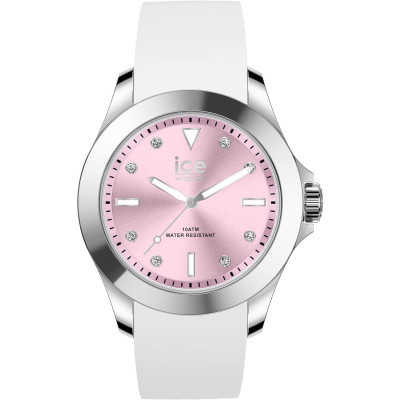 Ice Watch® Analoog 'Ice steel - classic - white pastel pink' Dames Horloge (Medium) 020382