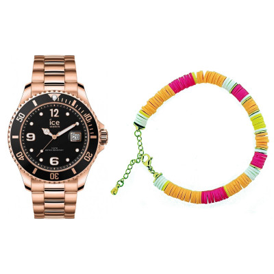 Ice Watch® Analogue 'Gift Box - Ice Steel - Rose-gold - M - Multicolour Jewel' Men's Watch (Medium) 020909