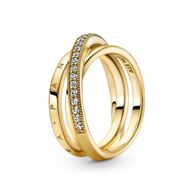 Pandora® 'Crossover pavé' Dames Verguld Metaal Ring (sieraad) - Goudkleurig 169057C01
