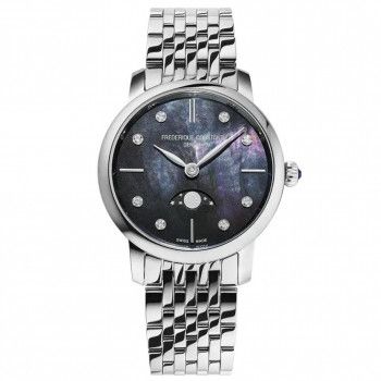 Frederique Constant® Analoog 'Slimline moonphase' Dames Horloge FC-206MPBD1S6B