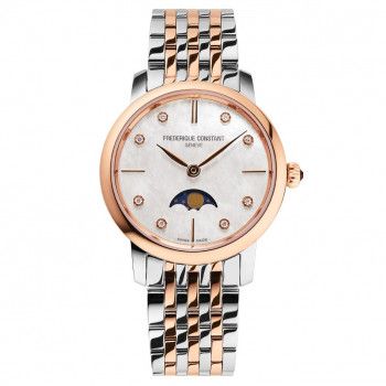 Frederique Constant® Analoog 'Slimline moonphase' Dames Horloge FC-206MPWD1S2B