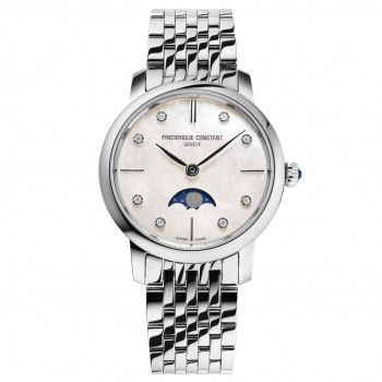 Frederique Constant® Analoog 'Slimline moonphase' Dames Horloge FC-206MPWD1S6B