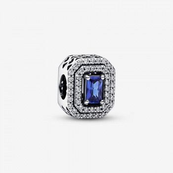 Pandora® 'Blue rectangular' Dames Zilver 925 925 Bedel - Zilverkleurig 792385C01