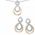 Orphelia® 'Amber' Dames Zilver 925 925 Set: Ketting-Hanger + Oorbellen - Zilver/Rosé SET-7092/1
