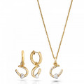 Orphelia® 'Aurora' Vrouwen's Set: Ketting-Hanger + Oorbellen - Silver/Gold SET-7525/G